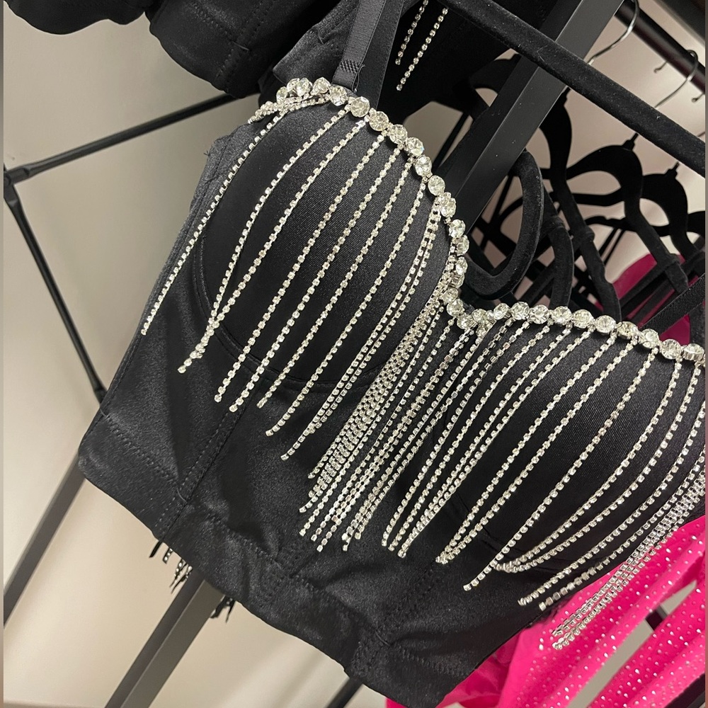 Rhinestone Fringe Trip Bustier Top